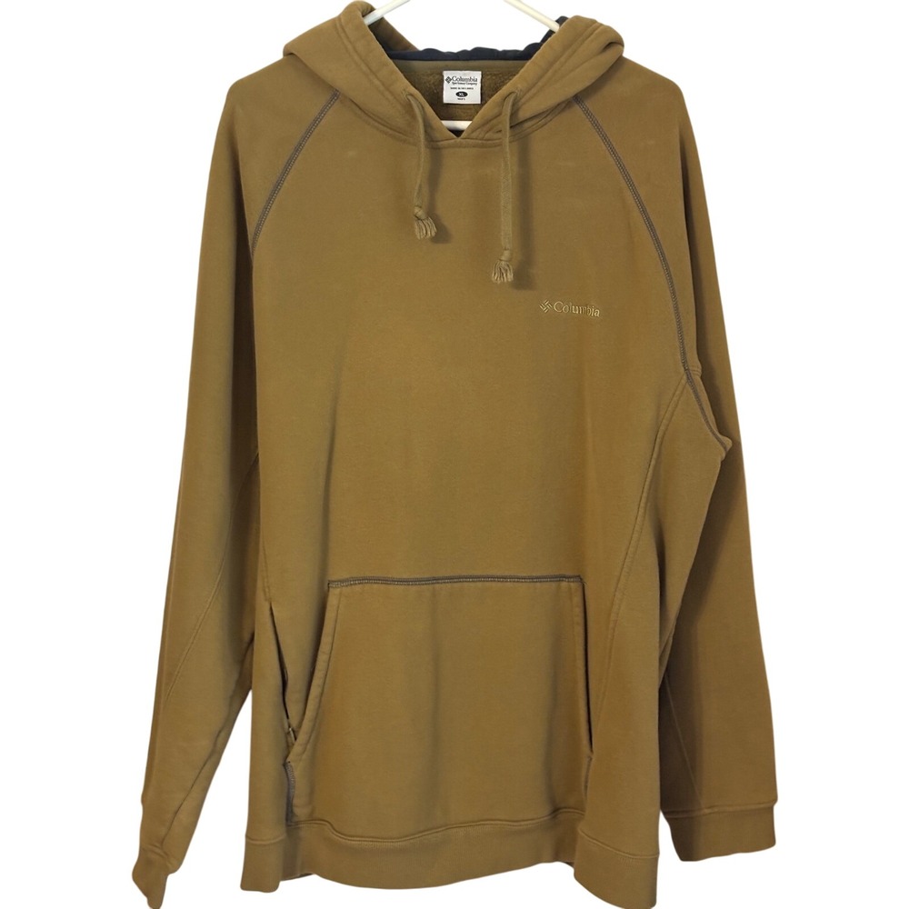 Columbia Mens XL Pullover‎ Hoodie Sweatshirt Gold Embroidered Logo
